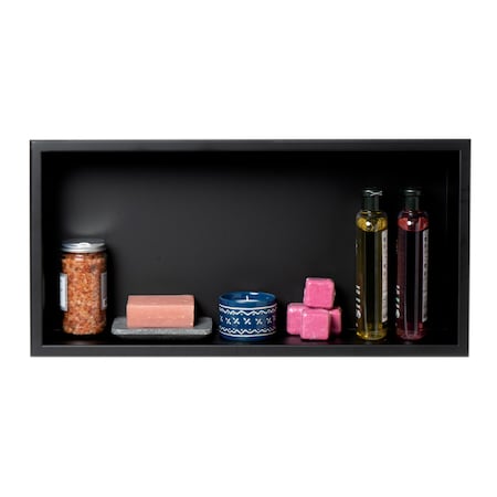 Alfi Brand 24 x 12 Black Matte SS Horizontal Sgl Shelf Bath Shower Niche ABNC2412-BLA